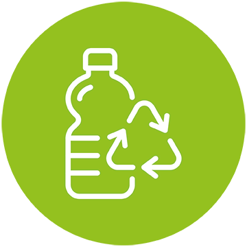 grüner Button für Recyclingmaterial