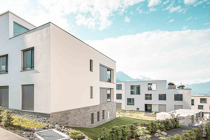 Photo extérieure avec deux immeubles d'habitation "Selviwingert" à Malans