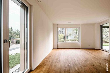 Neubau Mehrfamilienhäuser Fuchsloch in Heerbrugg, Innenaufnahme, Fenster sichtbar