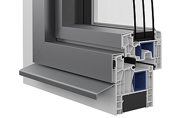 Ausführungsvariante Kunststoff-Alu-Fenster EgoPrime halbflächenversetzt