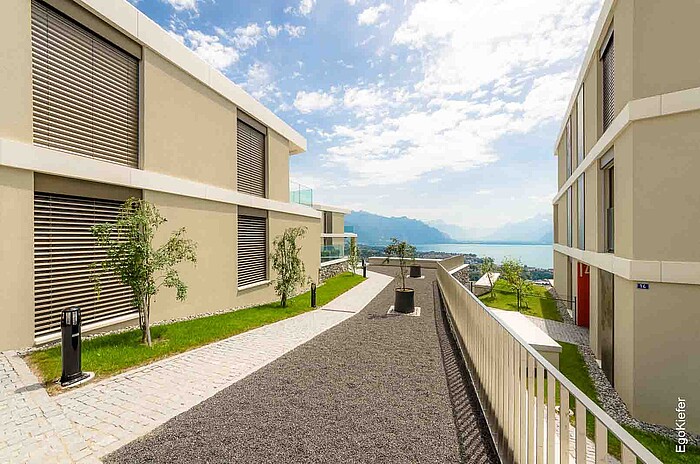 Aussenaufnahme der Mehrfamiliehnhäuser "Les balcons du Lavaux", Jongny
