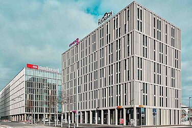 Aussenaufnahme Moxy-Hotel, Wankdorf-City in Bern