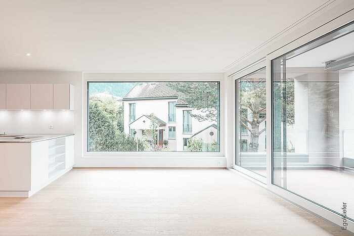 Photo intérieure avec deux immeubles d'habitation "Selviwingert" à Malans