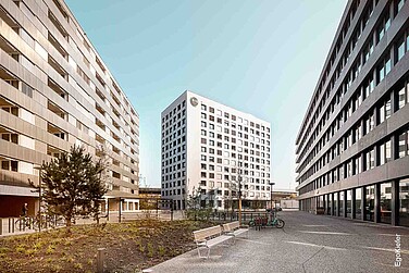 Aussenaufnahme, MFH City-Gate, Basel, Baufeld A, Foto Lucas Peters