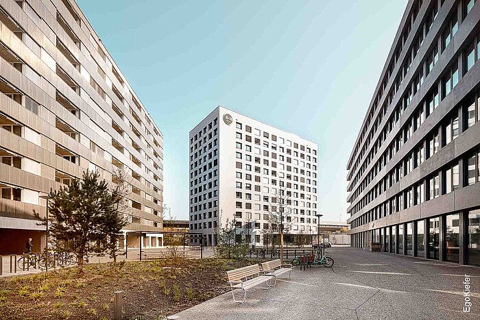 Aussenaufnahme, MFH City-Gate, Basel, Baufeld A, Foto Lucas Peters
