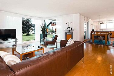 Vista interna, vista esterna dal soggiorno, casa unifamiliare Hasler Widnau