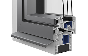 Ausführungsvariante Kunststoff-Alu-Fenster EgoPrime flächenbündig