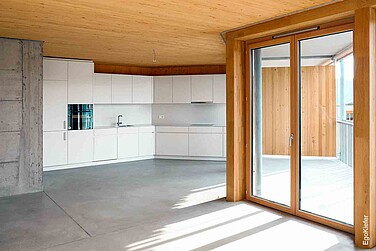Innenaufnahme eines Fensters, Neubau Weggishof, Weggis