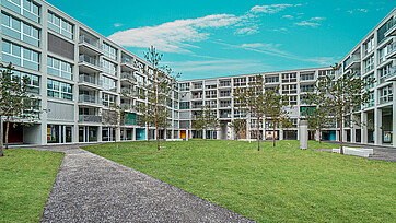 Image de stage, vue extérieure du nouveau bâtiment Gartenhof Littau-Lucerne