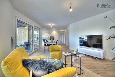 Nuova casa multifamiliare Menzipark a Widnau, vista interna, soggiorno 