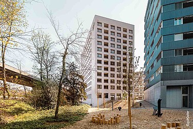 Aussenaufnahme MFH City-Gate Basel, Baufeld A, Foto by Lucas Peters