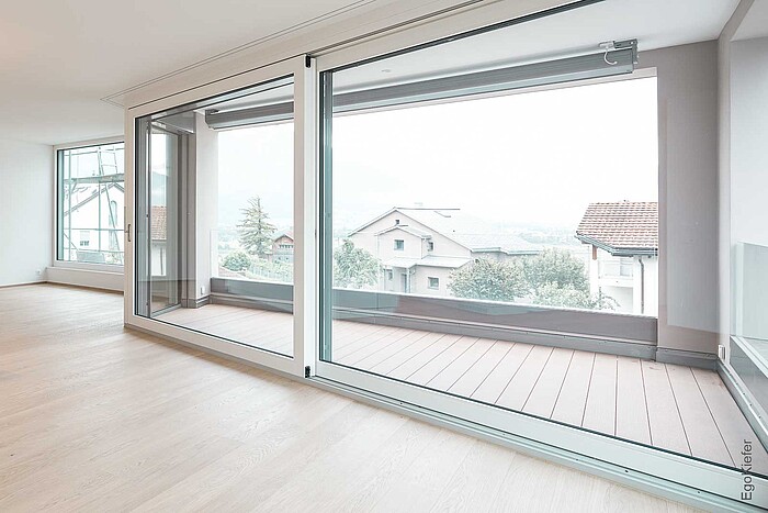 Photo intérieure avec deux immeubles d'habitation "Selviwingert" à Malans