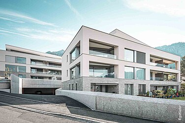 Aussenaufnahme mit zwei Mehrfamilienhäusern "Selviwingert" in Malans