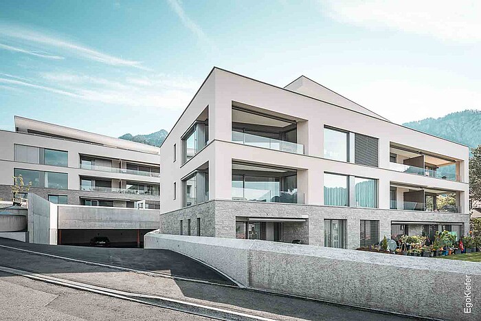 Photo extérieure avec deux immeubles d'habitation "Selviwingert" à Malans