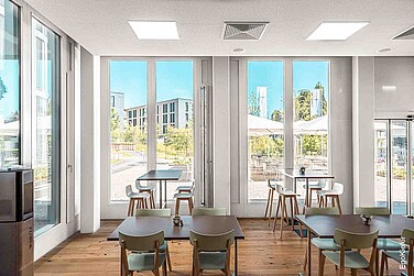 Innenaufnahme des Neubaus «obvita», St. Gallen, Kompetenzzentrum für blinde- und sehbehinderte Menschen
