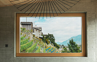 Einfamilienhaus (Villa) Goilly, Fully, Innenaufnahme Holz/Alu-Fenster EgoSelection mit verdeckten Beschlägen