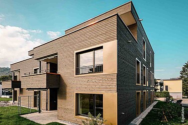 Neubau MFH Fuchsloch Heerbrugg, Aussenaufnahme eines Mehrfamilienhauses