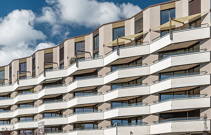 Aussenaufnahme der Wohnüberbauung Residence Esplanade in Biel