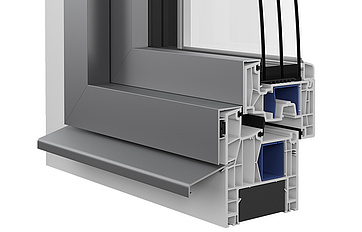 Ausführungsvariante Kunststoff-Alu-Fenster EgoPrime flächenversetzt