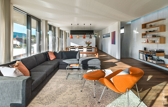 Photo d'intérieur d'une maison unifamiliale à Kestenholz, fenêtre visible dans le salon