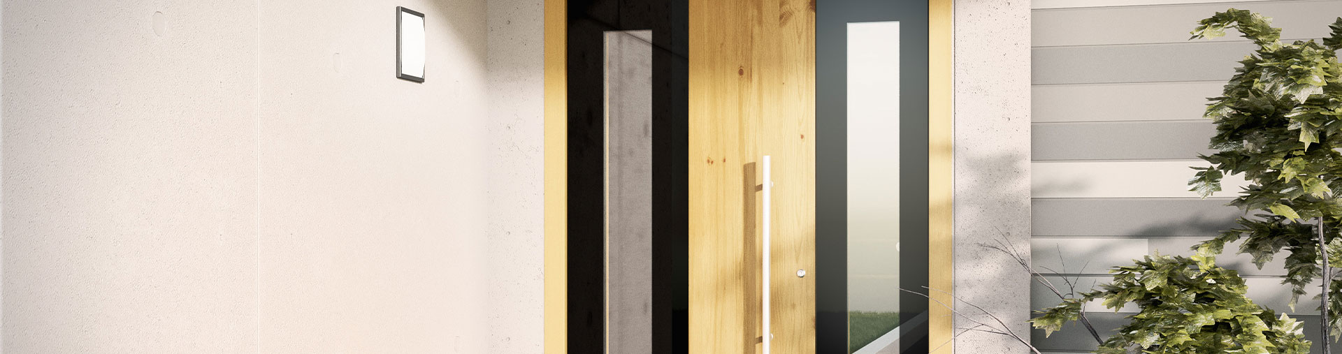 Porta d'ingresso in design esclusivo, porta in vetro/legno