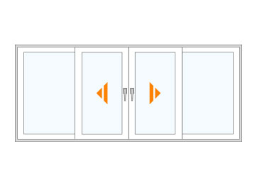 Porte levante-coulissante en plastique et en plastique/aluminium Type d'ouverture Schéma C