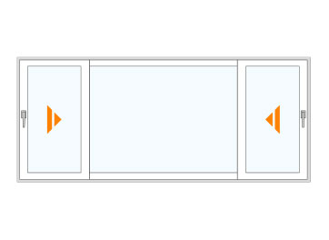 Parallelschiebetür Kunststoff und Kunststoff/Aluminium Öffnungsart Schema K