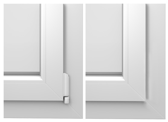 Sichtbarer Beschlag, verdeckter Beschlag, Kunststoff-Fenster, Kunststoff/Aluminium-Fenster