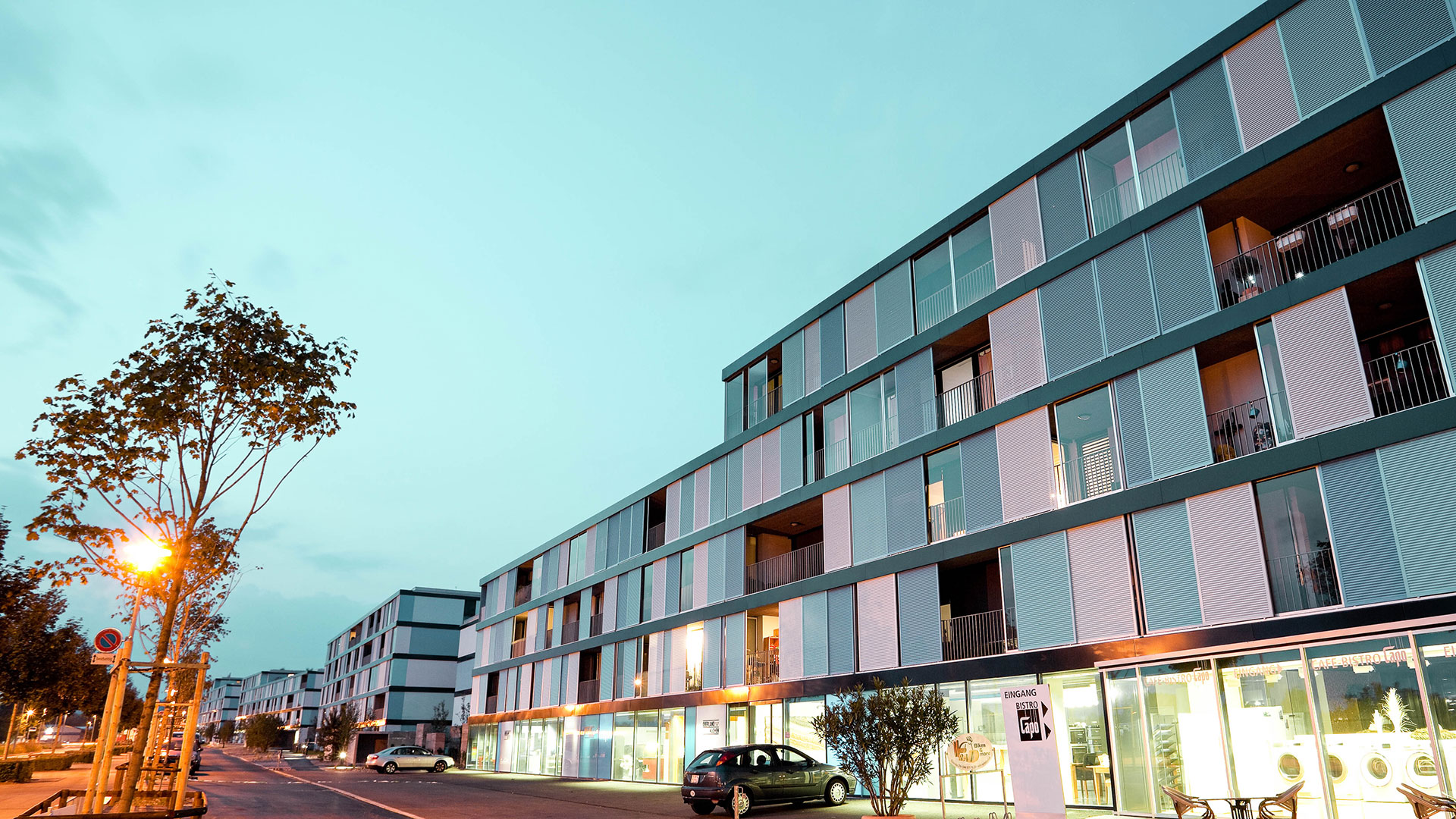 Vue extérieure, vue de détail, immeuble d'habitation Mülipark à Wetzikon